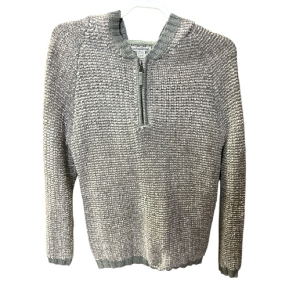 Carbon 2 Cobalt 1/4 Zip Sweater Hoodie Womens Size Small Gray Chunky Knit EUC